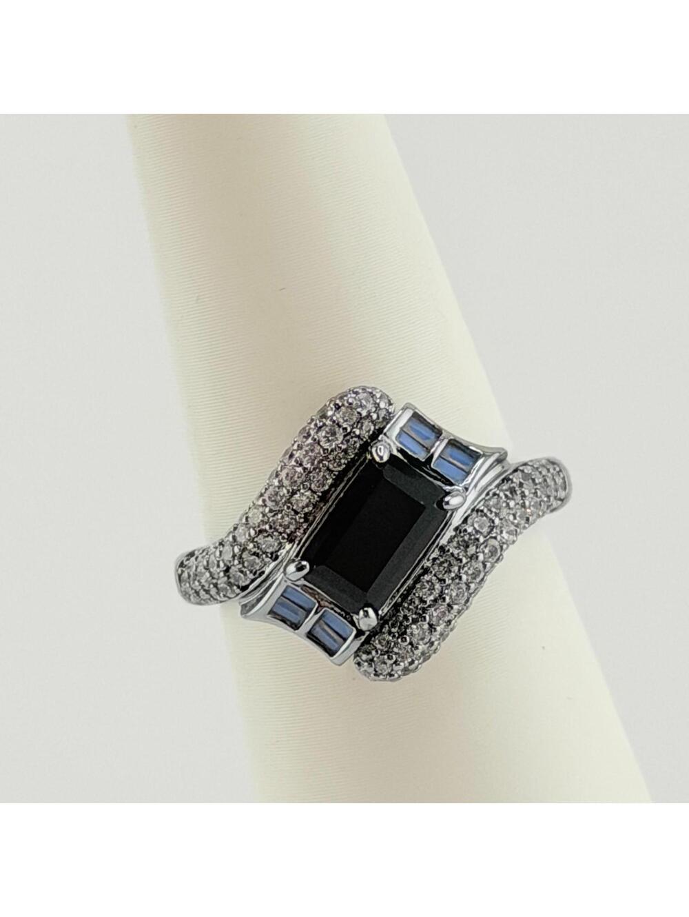 Bomb Party Pave Ring Sz 8 "Bling In Banter" Black Onyx & Moonstone on Hematite